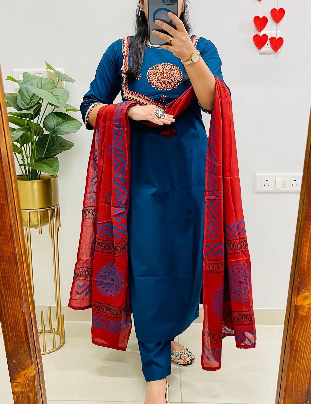 Blue Handwork Cotton Suit Set